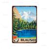 Stadt Wahrzeichen Metallposter Reise Stadt Schilder Griechenland Berglandschaft Blechschild Plakette Poster für Bar Kneipe Club Heimdekor