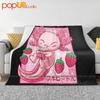 Kawaii Axolotl Strawberry Milk Shake Carton Ultra-Soft Blanket Quilt Winter Sofa Cover Bed Covers