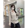 Women S Long Sleeve Knit Sweater With Waist Tie Hollow Out Fashionable