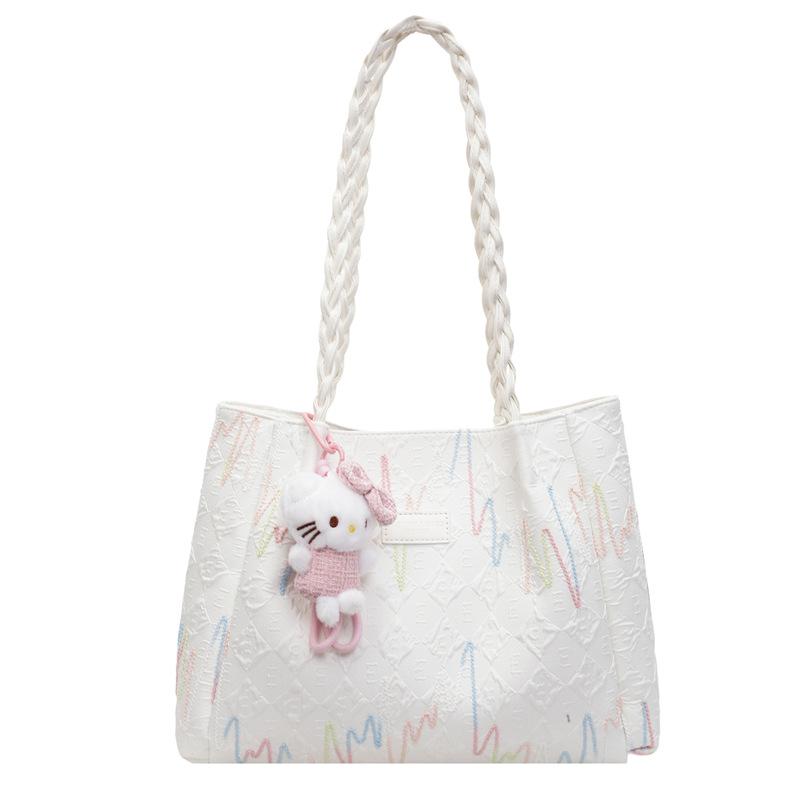 

Commuter to work canvas bag bag women s new trendy summer shoulder armpit bag casual large capacity tote bag Without pendant белый