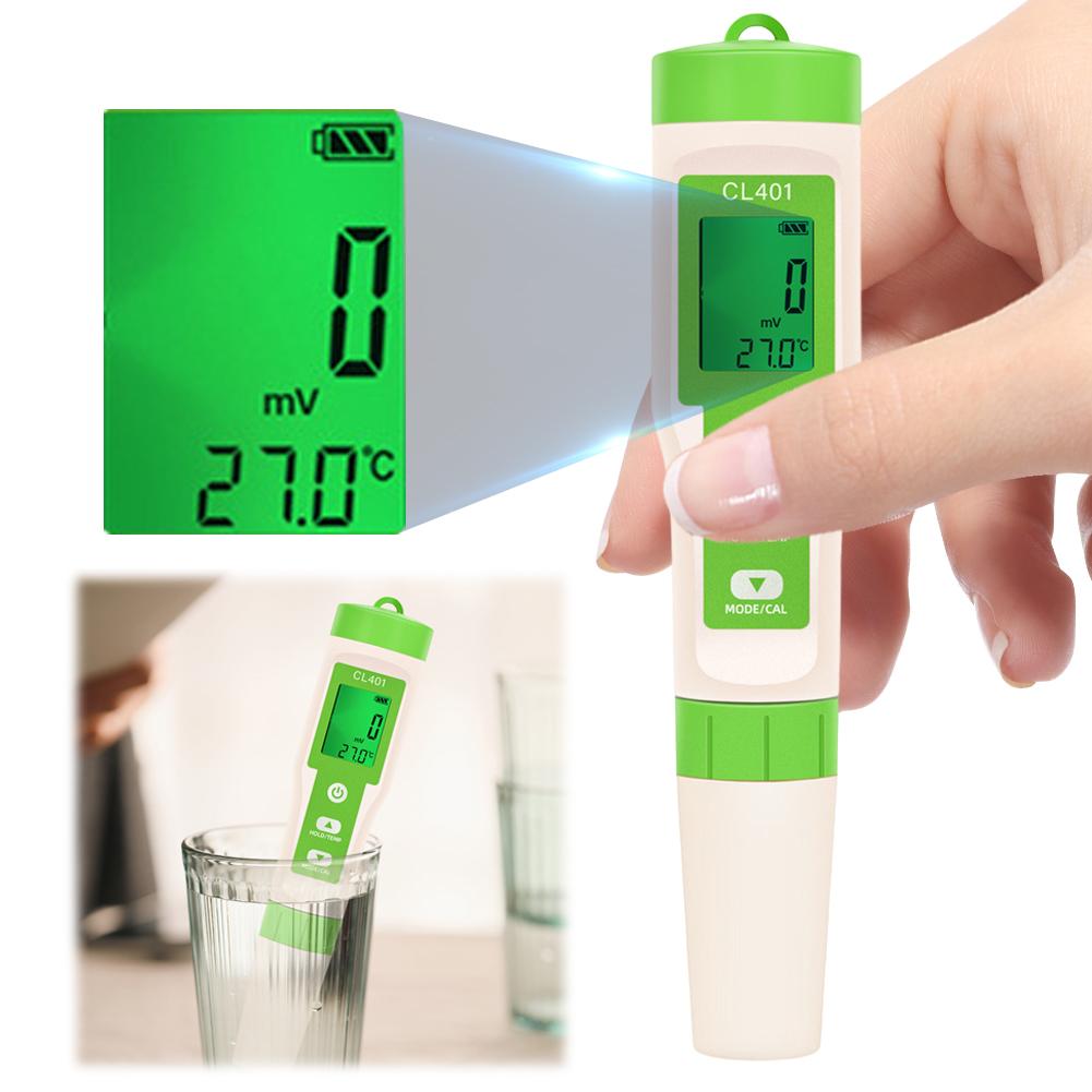 4 In 1 Water Quality Tester Digital Display CL/ORP/H2/TEMP Test Meter Auto Calibration Water Test Pen for Swim Pool Water Tester