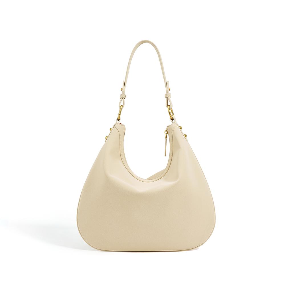 Niche design new retro texture cowhide bag underarm hand carry temperament casual lazy wind large capacity dumpling bag