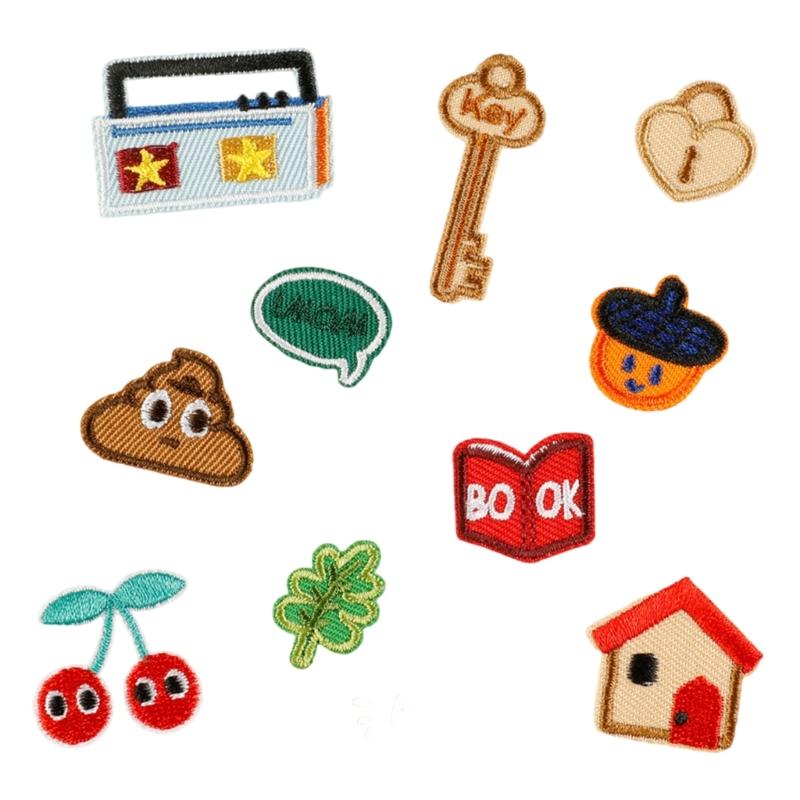 10 Pcs House Iron On Patches Applique Patches Key Repair Patches Book Embroidery Patches for Clothes Bag Decoration 1