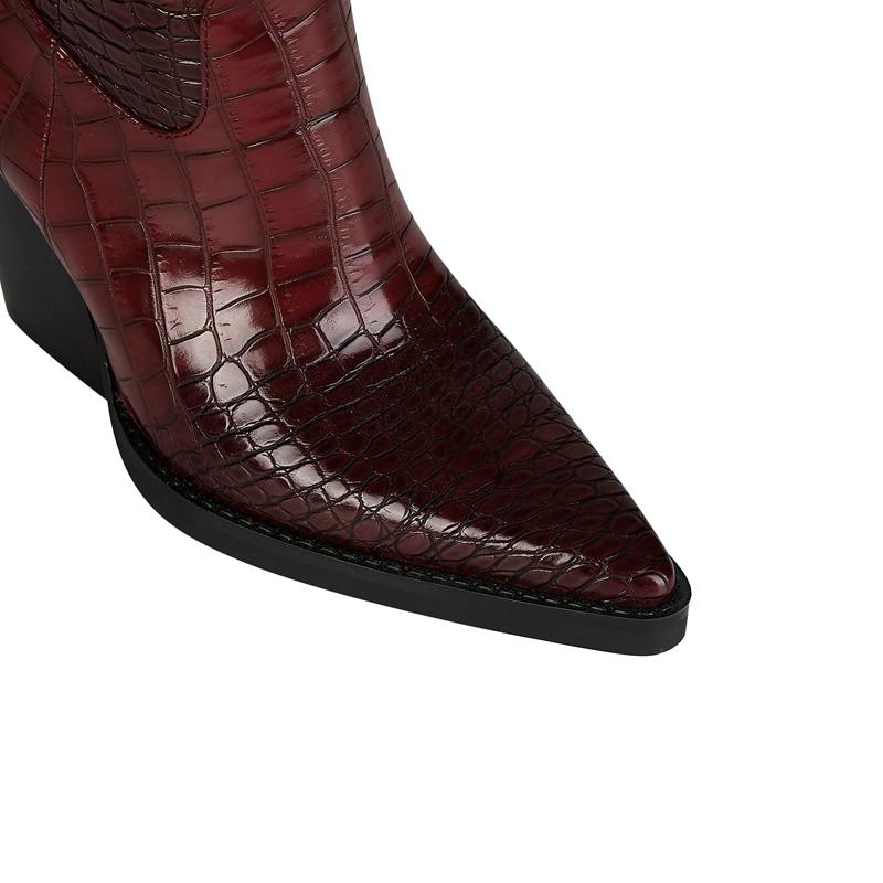 Fashion Kaky's New Water Diamond Pointed Thick High Heels Oversized Women's Boots Long Boots High Barrel Boots Western Boots 44 45 46