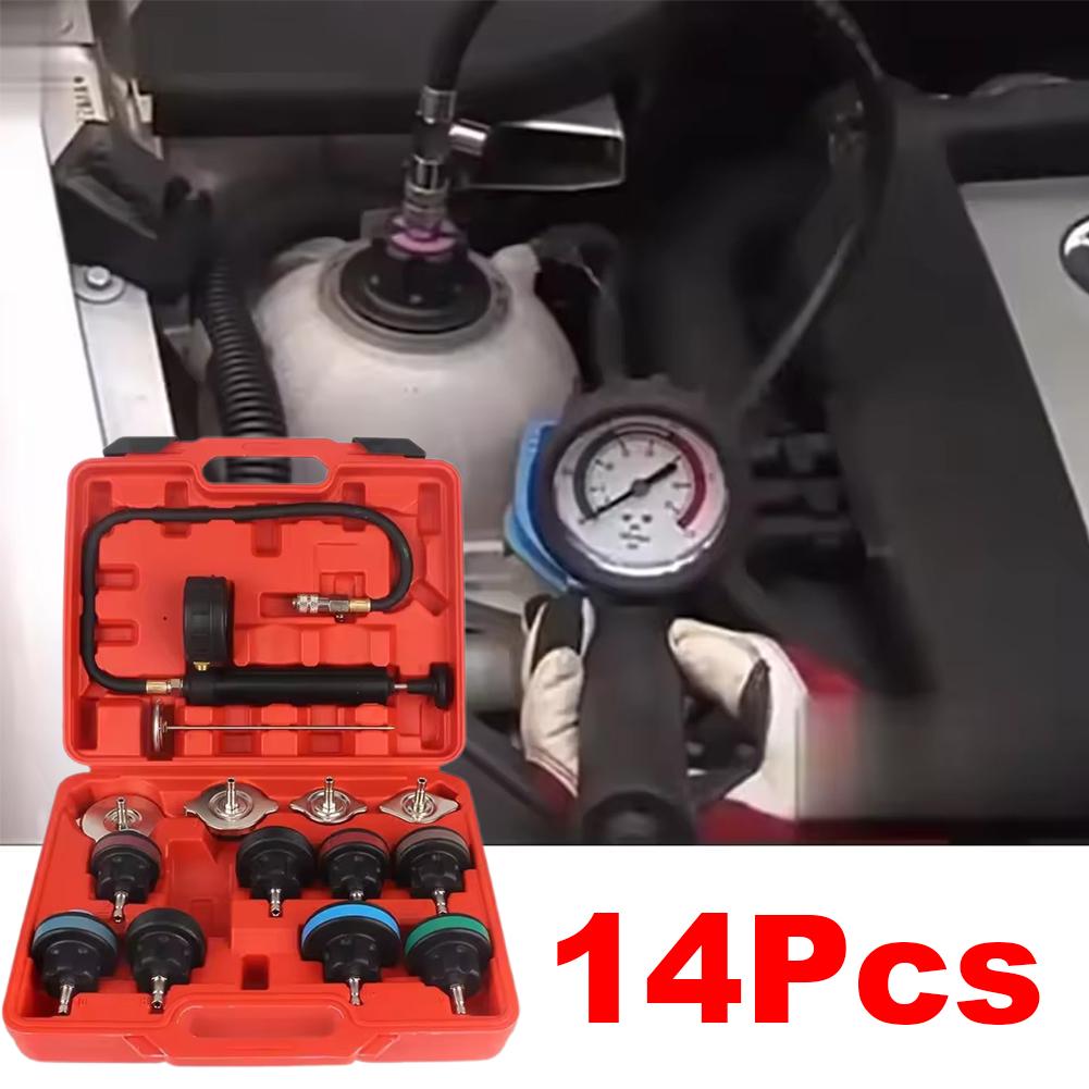 14Pcs Radiator Pressure Tester - Vacuum Type Cooling System Test, Car Water Tank Pressure Gauge, Water Tank Leak Detection Tool