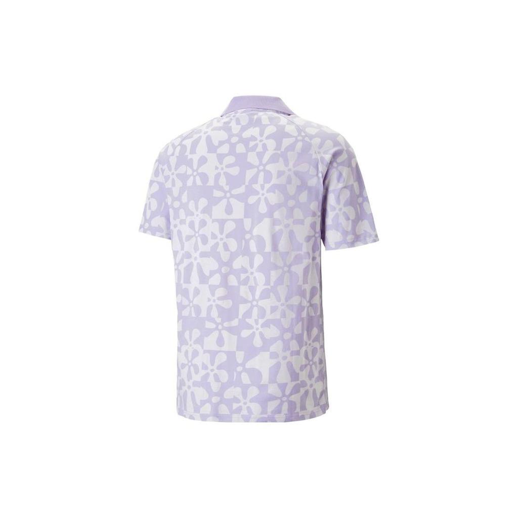Puma Floral Print Casual Short Sleeve Polo Unisex Tops Lavender-Purple 620688-25