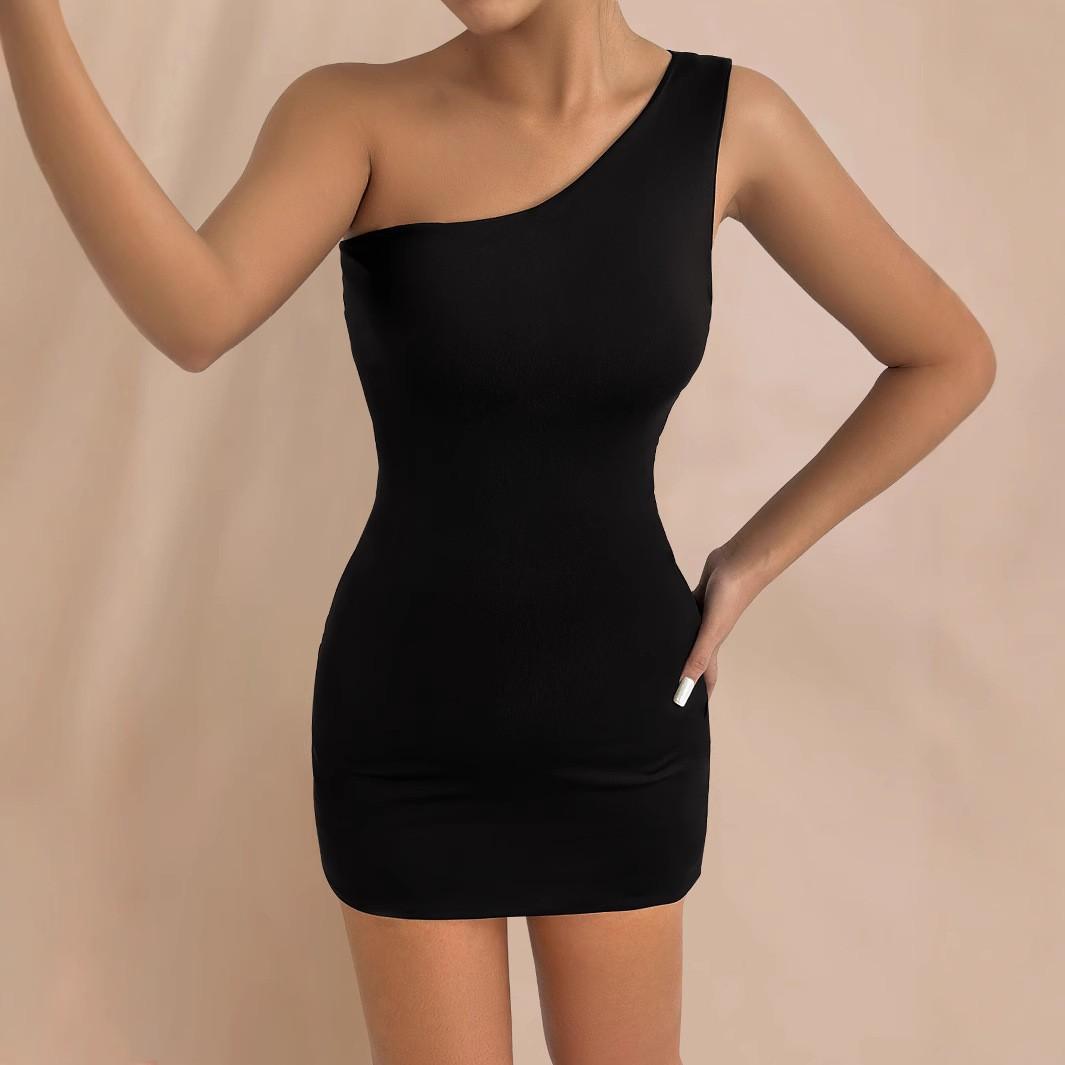 Женское сексуальное мини-платье bodycon с одним плечом, открытой спиной и вырезами, летнее, для вечеринки, вечернее, черное XS чёрный