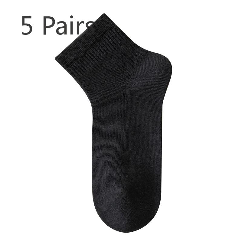 5 Pairs of Women's Summer Thin Pure Color Small Fresh Simple All Match Pure Cotton Deodorant Socks