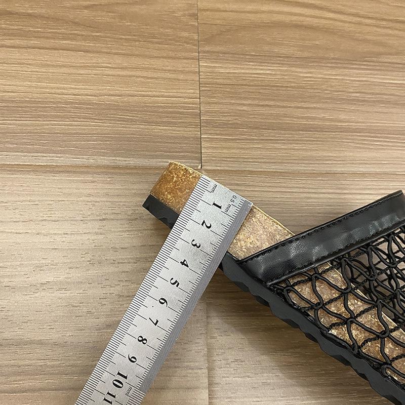 Hollow woven half slippers women's summer new mesh sandals fishing net breathable bag head sandals