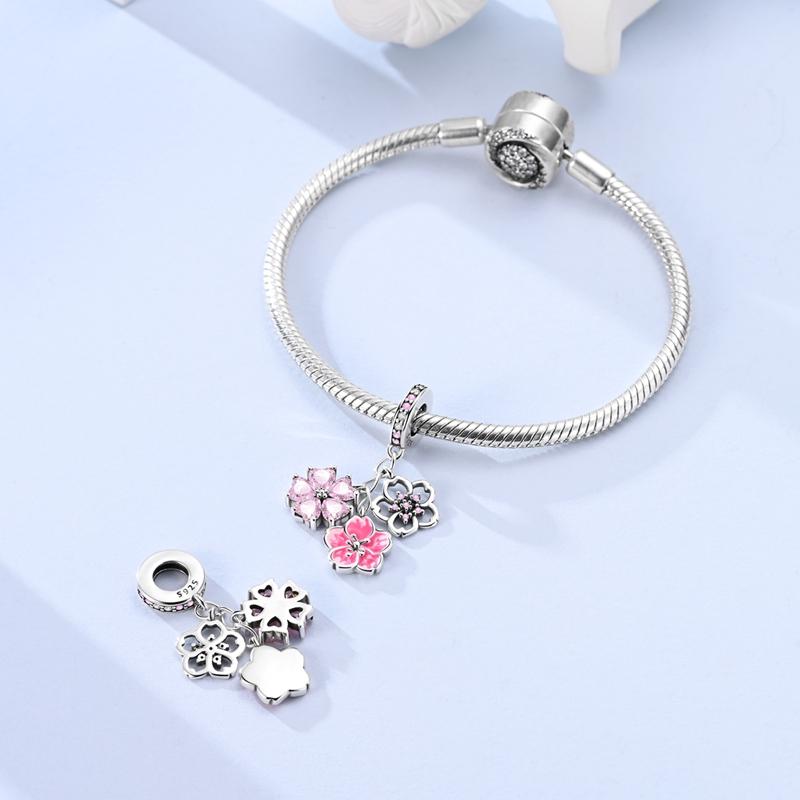 Koper Romantische Roze Kersentakjes Hanger Ontworpen Authentieke Kralen Charms Ideaal Voor Sieraden Maken Charm Kralen Charms Armbanden Kettingen Vrouwen Cadeau