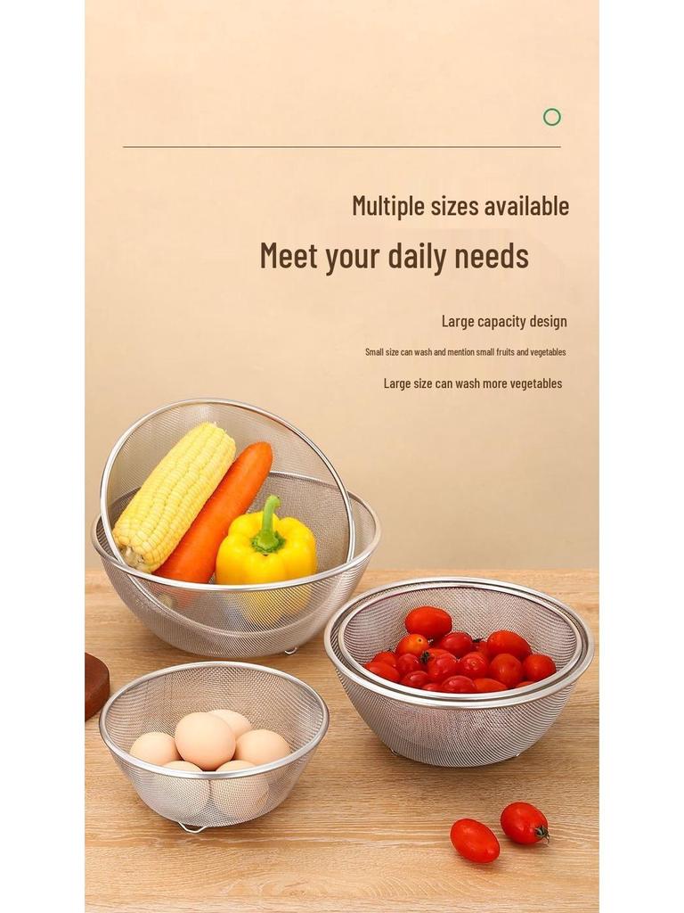 316 Stainless Steel Kitchen Colander Set - 2-Piece for Washing Vegetables, Fine Mesh Strainer for Draining, Rinsing, and Filtering Rice.