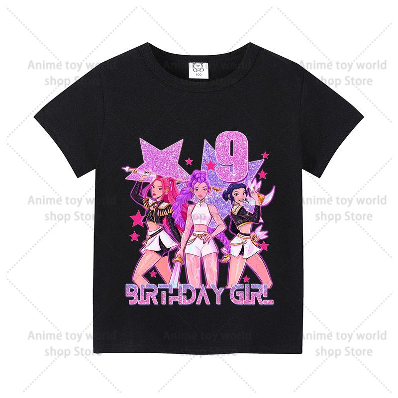 KPop Demon Hunters Birthday T-Shirt Printed Cotton Children's Short Sleeve Casual Baby Shower Short Sleeve Top T-Shirt Clothing