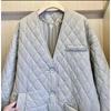 Winter Locker Sitzender Langer Gepolsterter Mantel Damen Europäische Übergröße Diamantgesteppt Unregelmäßige Tasche Koreanischer Stil