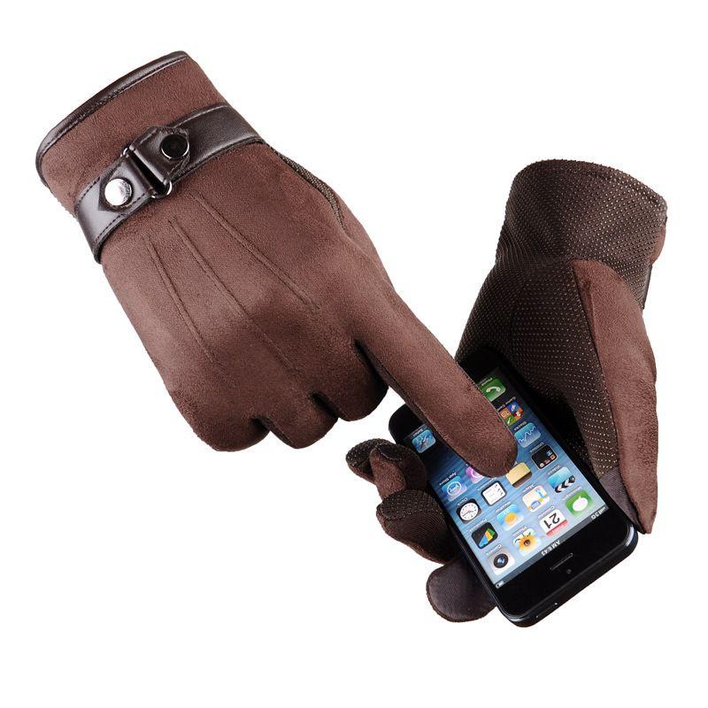 Herren Winter Warme Wildleder PU-Leder Fleecegefüttert Touchscreen Fahrhandschuhe Perfekt für Outdoor-Aktivitäten