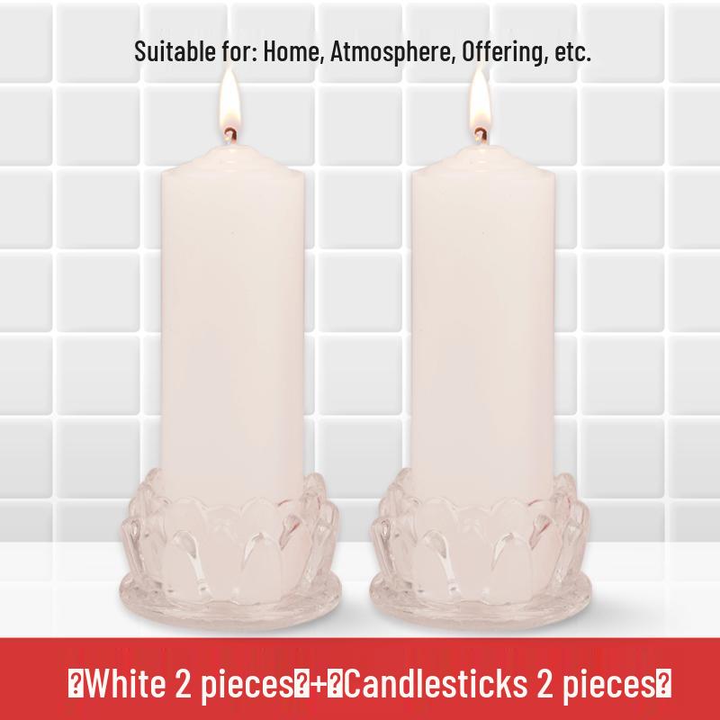 Smokeless Odorless Long-Lasting Emergency Candles: White, Yellow, Red, Thick Cylindrical for Holidays
