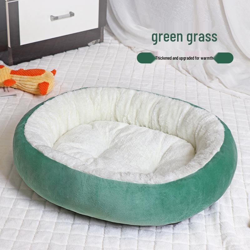 Winter Round Plush Thickened Dog Bed - Deep Sleep Warm Mat for Large Dogs