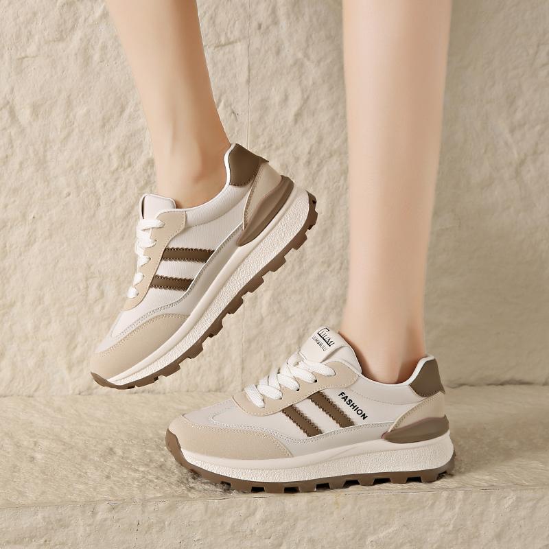 Fashion CRLAYDK Designer Women's Sneakers Leather Walking Shoes Chunky Fashion Casual Sports Ladies Platform Lace Up Running Tennis