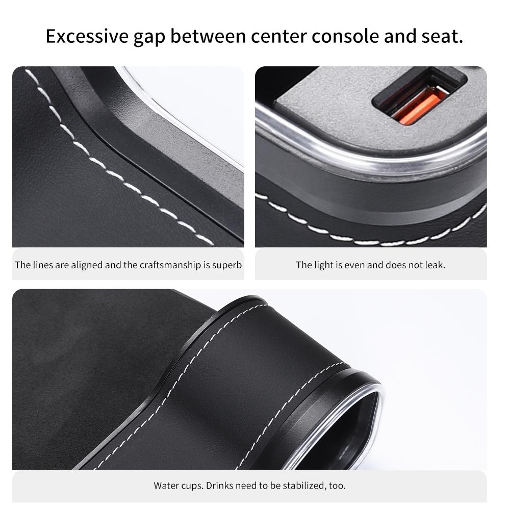 YZ multifunctional Cup Holder Gap Storage box Car Seat Gap QC3.0 USB 7 Colours Changing LED Charging Auxiliary for Vehicles