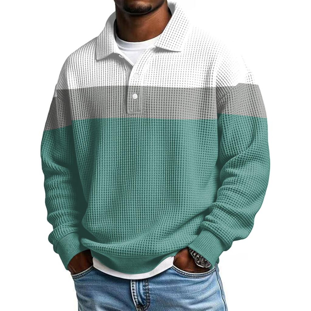 Cămașă casual cu nasturi pentru bărbați Pulover de golf cu gât în V Guler drept Hanorac la modă pentru toamnă