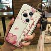 Flower Kickstand Phone Case For Redmi A4 5G Dirt-resistant Anti-knock Fashion Design Back Cover Ring Wristband Durable