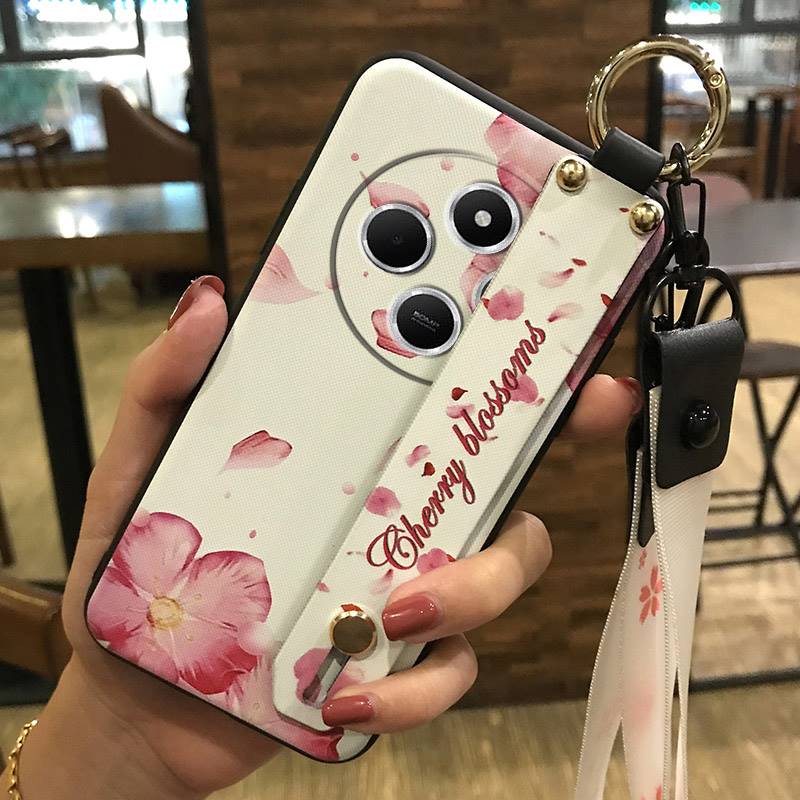 Flower Kickstand Phone Case For Redmi A4 5G Dirt-resistant Anti-knock Fashion Design Back Cover Ring Wristband Durable