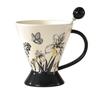 Retro Ceramic Coffee Cup with Spoon Afternoon Tea Cup for Ladies' Personal High End Feel Light Luxury and High Quality Souvenir