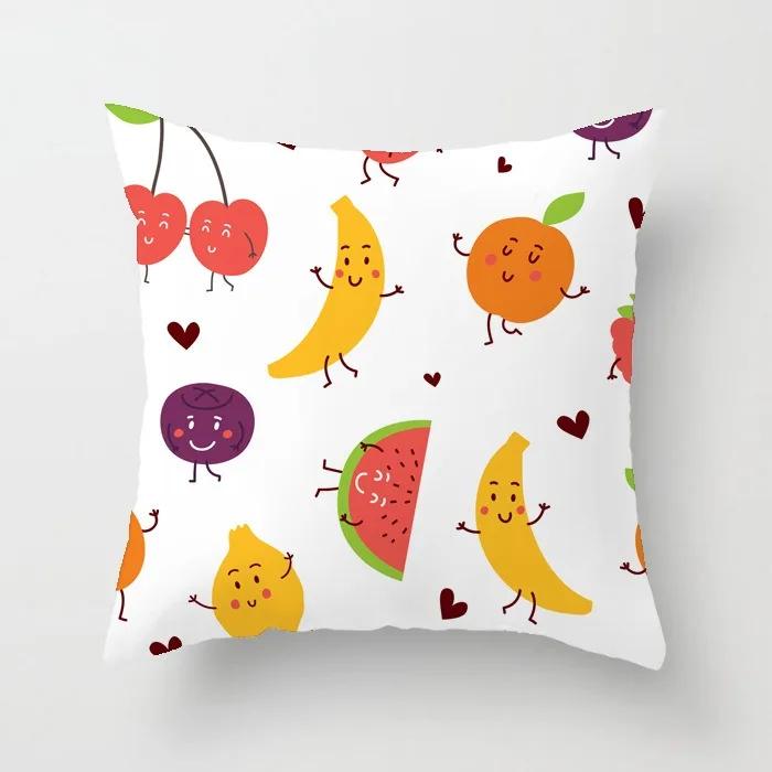 Fresh Summer Fruit Pineapple Watermelon Print Pillow Cover Office Chair Cushion Cover Fashionable Luxury Home Decoration
