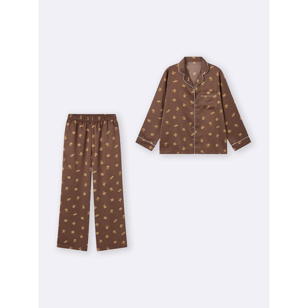 Gu By Uniqlo Satin Pajama  Long Sleeve   Long Pants   Bear 