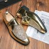 Chaussures de Mode Homme Décontracté Homme Été Brillant Or Robe Cuir Verni Pour Homme Mocassins Or Affaires Pointu Affaires Luxe