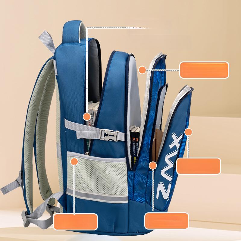 New Primary And Middle School Backpack For Boys And Girls Large Capacity Weight-Reducing Spine-Protecting Double Shoulder Bag