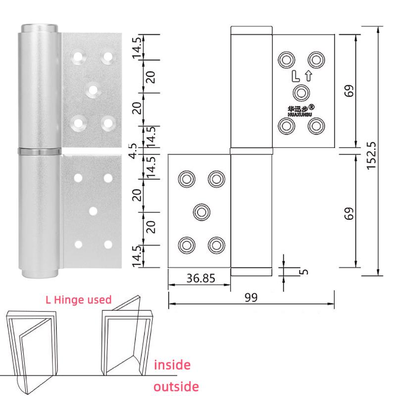 30 KG Langlebige eloxierte Aluminiumlegierung Türscharniere Schwerlast-Kugellager Soft-Close Modernes Design Links/Rechts Türstopper