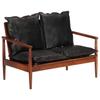 VidaXL 2-seater Sofa Black Genuine Leather and Solid Acacia Wood 340924