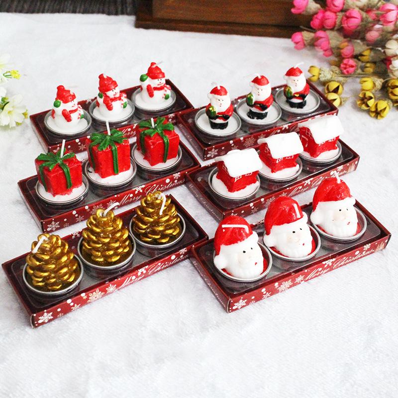 Hand-Painted Santa Claus & Snowman Candle - Christmas Craft Decoration Gift
