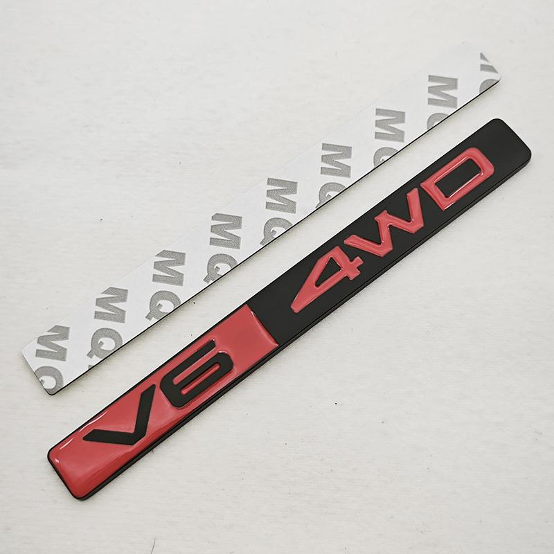 3D Metaal Auto Styling V6 4WD Logo Achterklep Badge Zijspatbord Embleem Sticker Auto Carrosserie Auto Exterieur Accessoires