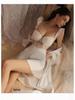 Guiruo Plus Size Deep V Underwire Mesh Camisole Nightgown Set
