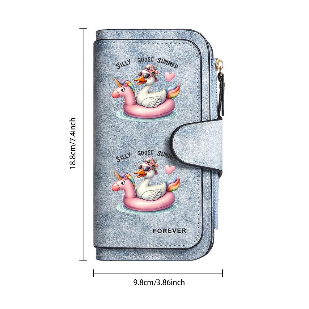 Cute Duck Print Long Wallet Fashion PU Leather Card Holder Casual Portable Purse for Women