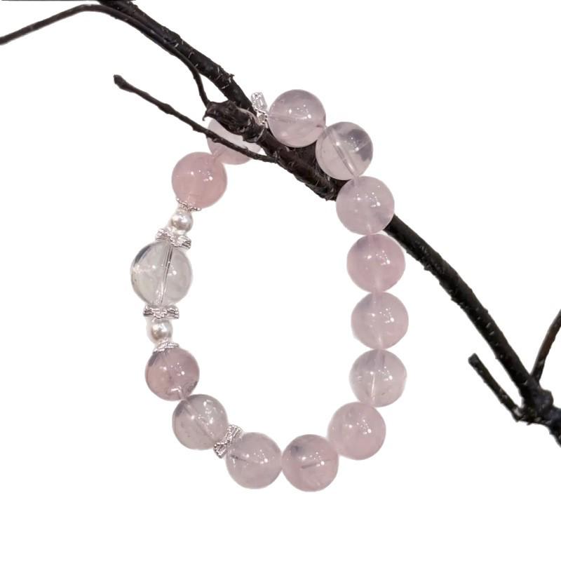 White & Pink Crystal Beaded Bracelet for Attracting Love & Positivity, Women's Gift