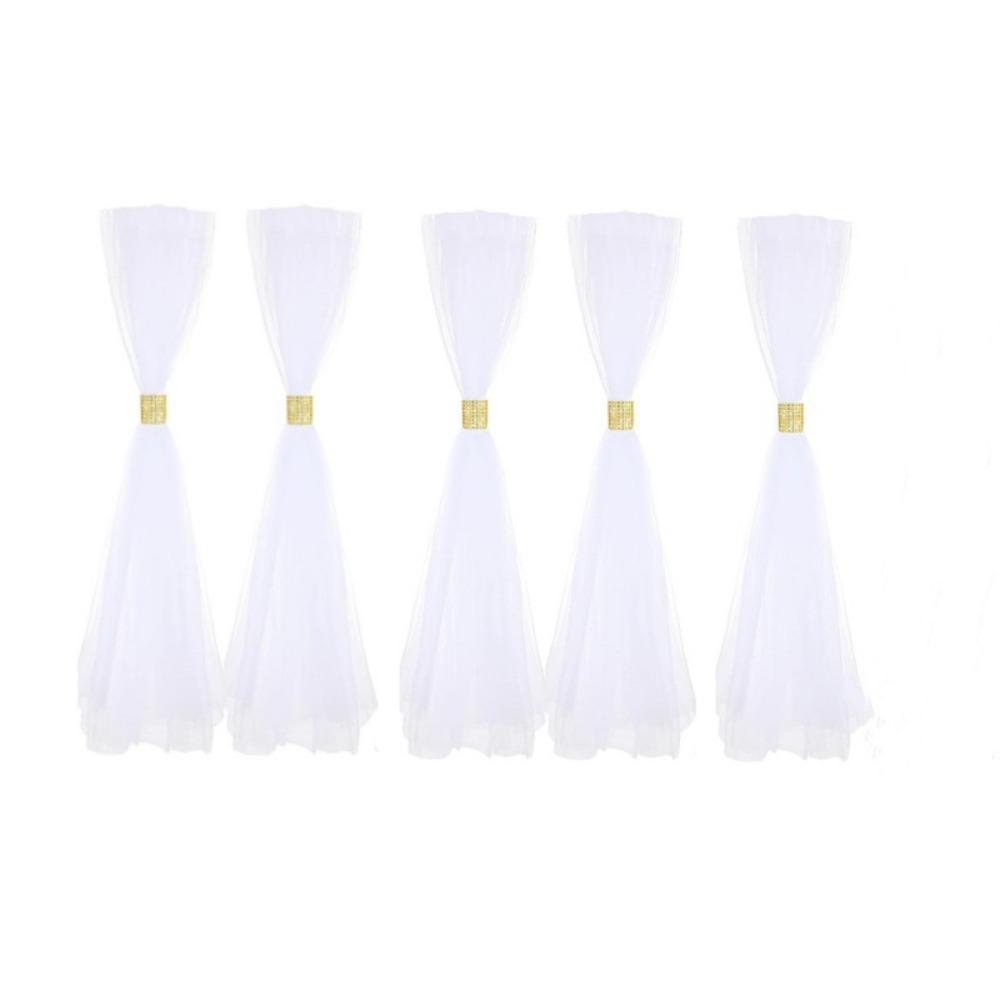 5 Pcs White Veil Wedding Aisle Decoration Outdoor Wedding White Tutu Bow Wedding Pew Bows  Wedding