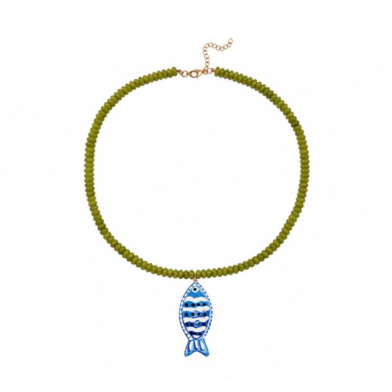 Fish Pendant Necklace Bohemian Handmade Beaded Beach Vacation Jewelry for Women Daily Casual Outfit Matching