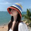 Straw Hat Women's Summer New Cute Flower Seaside Hollow Rolled Edge Lafite Sunshade Hat Face Covering Dome Beach Hat