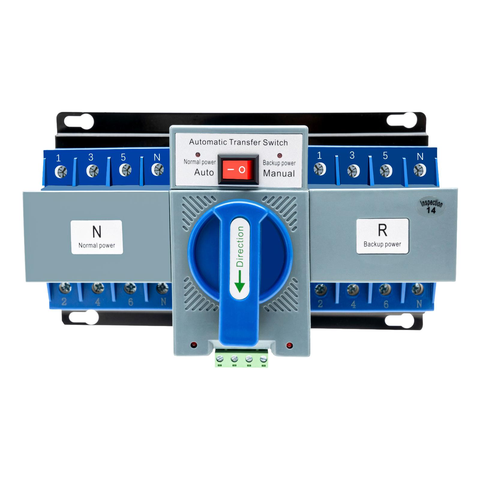 

220V 63A Dual-power Automatic Transfer Switch Low Noise Suitable for Household Electricity, Motor Homes, Hotels синій