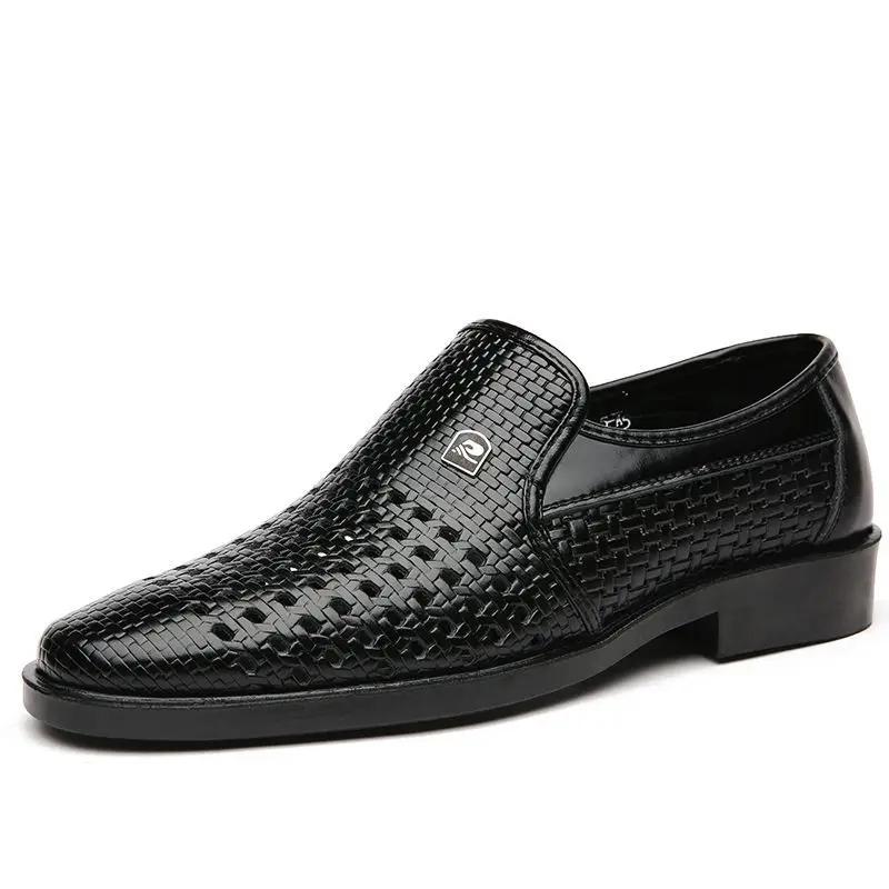 

Casual Shoes for Men Summer Breathable Formal Stylish Flats Slip on Dress Loafers for Wedding Party Non Slip Walking Zapatos 39