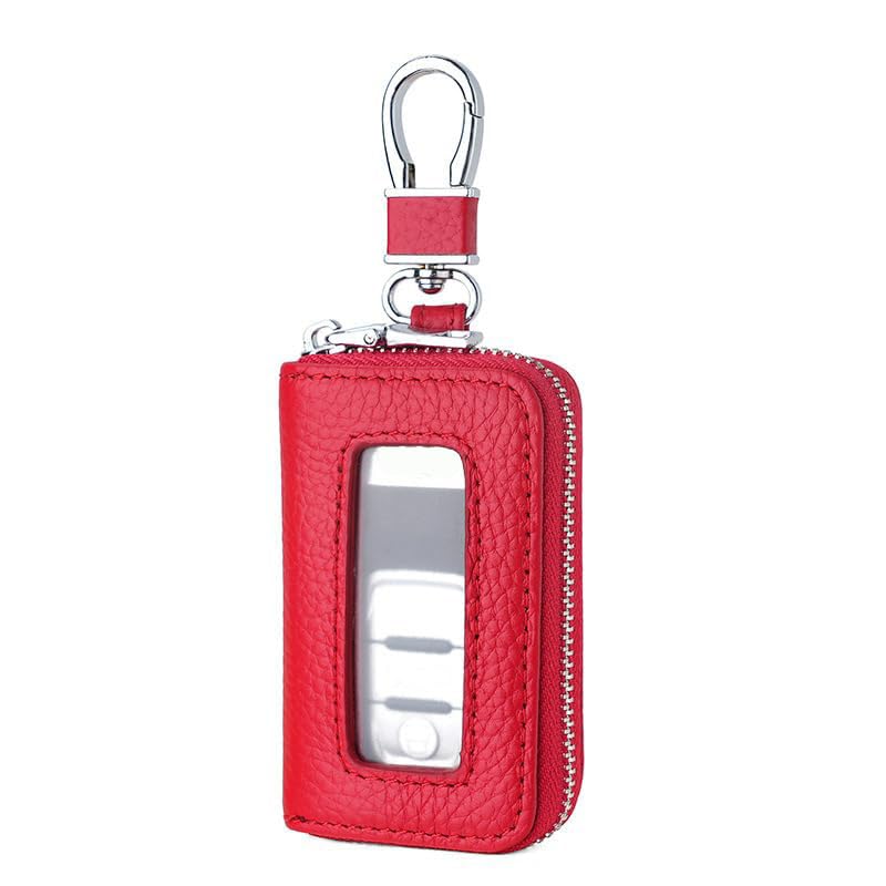 

Smart Key Case Clear Window Leather Single Key Case (Red)