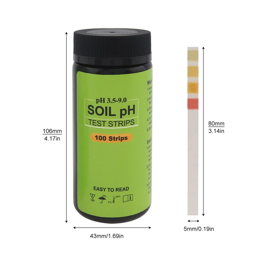 Smgda Soil pH Test 100 Compatible with Litmus for Indoor and Outdoor Soil pH Measurement Kit Papers, Sheets, 3.5-9 Papers, Use,