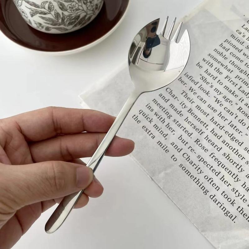 Stainless Steel Salad Spoon Creative Shovel Spoon Fork Pasta Coffee Fork Dessert Cake Fork Watermelon Fruit Spoon