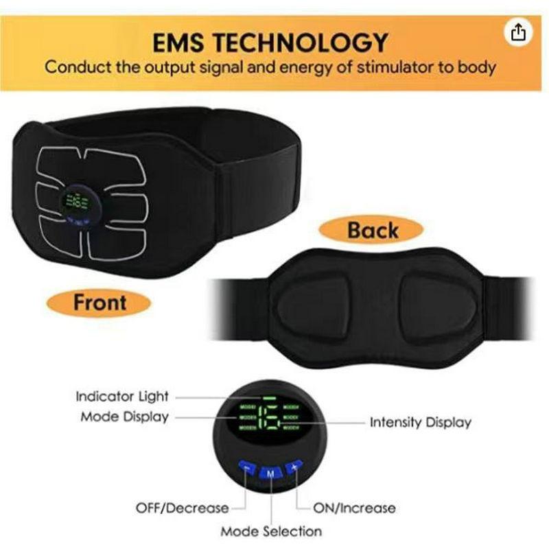 Portable Muscle Stimulator Belt for Abdomen Toning USB Rechargeable Home Fitness Body Massager