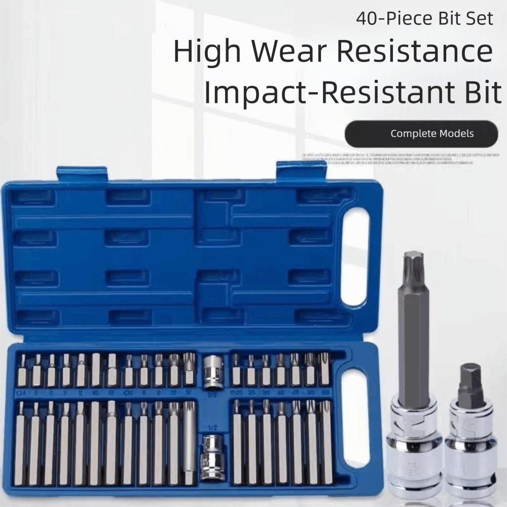 40pcs CHROME VANADIUM Batch Head Set Hexagonal with Storage Box Wrench Set Hex Socket Head Socket Bit Sets Car Repair