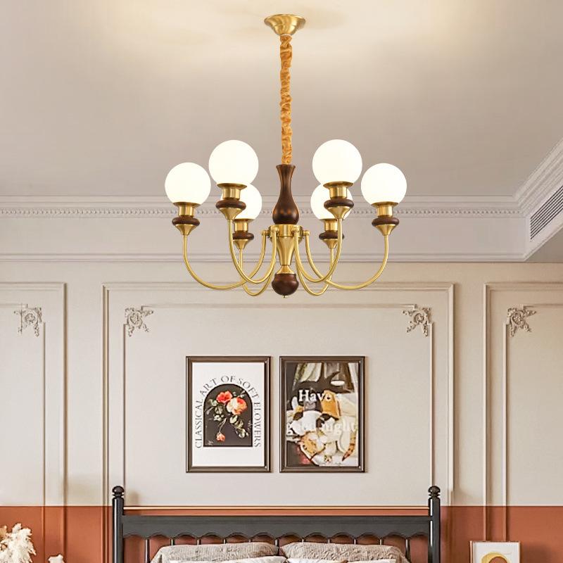 

Mid-Century American Walnut Glass Chandelier for Living Room, Bedroom, and Dining Room