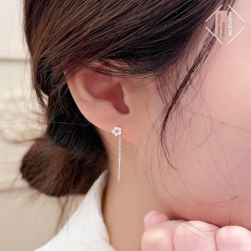 

[Flower Moon Shadow] 925 Sterling Silver Flowers Hanging Earrings Accessible Luxury Fancy Stud Earrings 2025 Hot-Selling Earrings Female Earrings Flower Ear Line