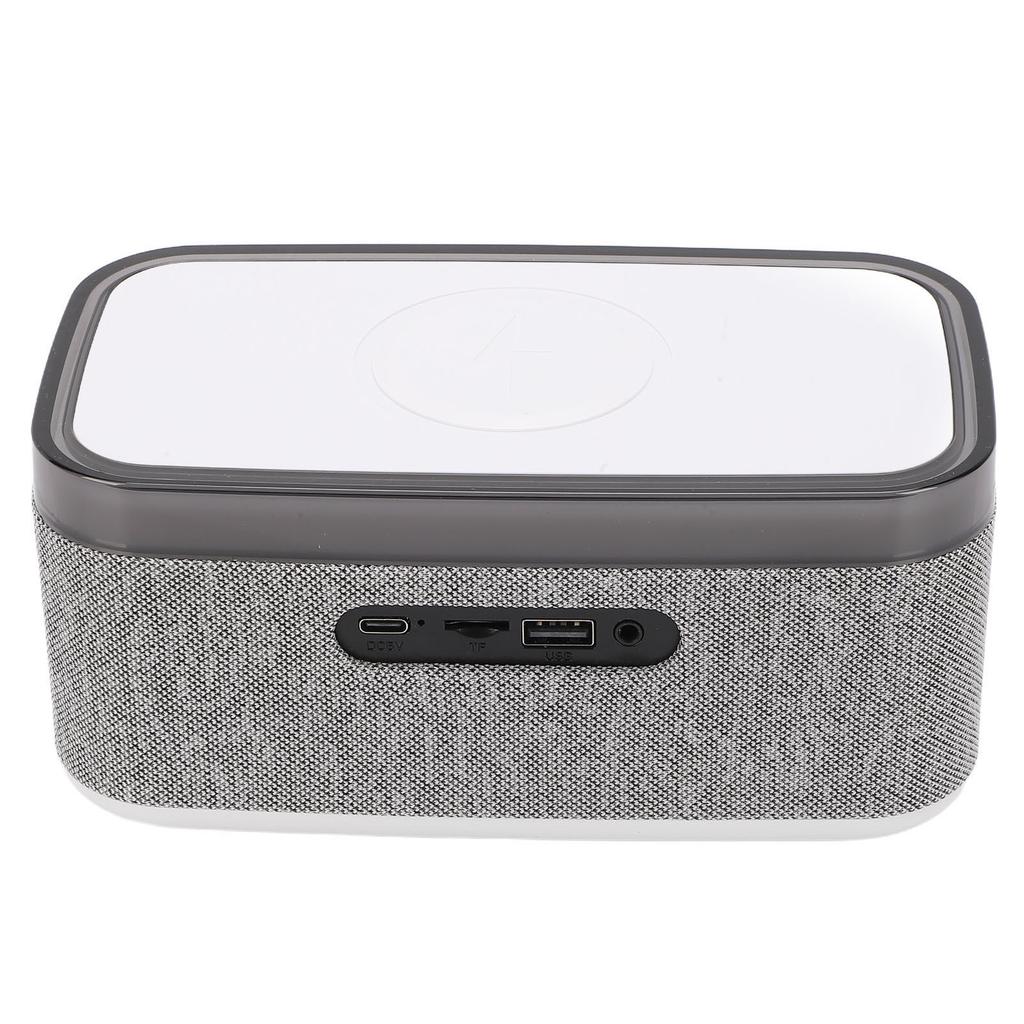 Wireless Charging Station Bluetooth Speaker Multifunctional Wireless Speaker with Alarm Clock LED Night Light White